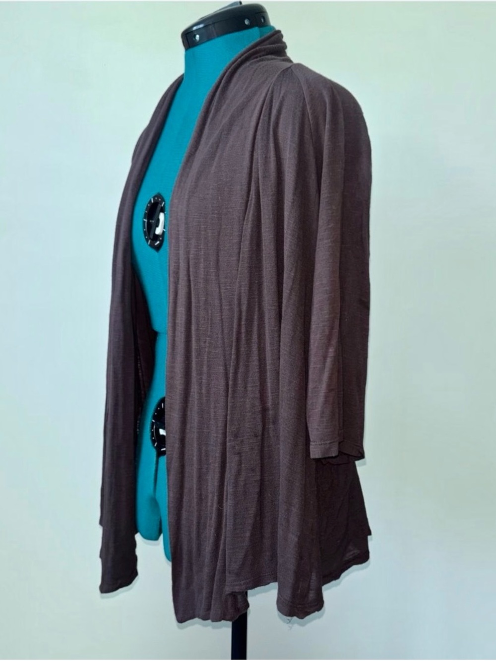 AB Studio Brown Draped Open Front Cardigan Women's XL Made in USA